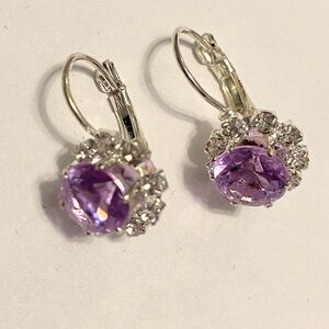 Dazzling Silver and Purple Gemstone Earrings